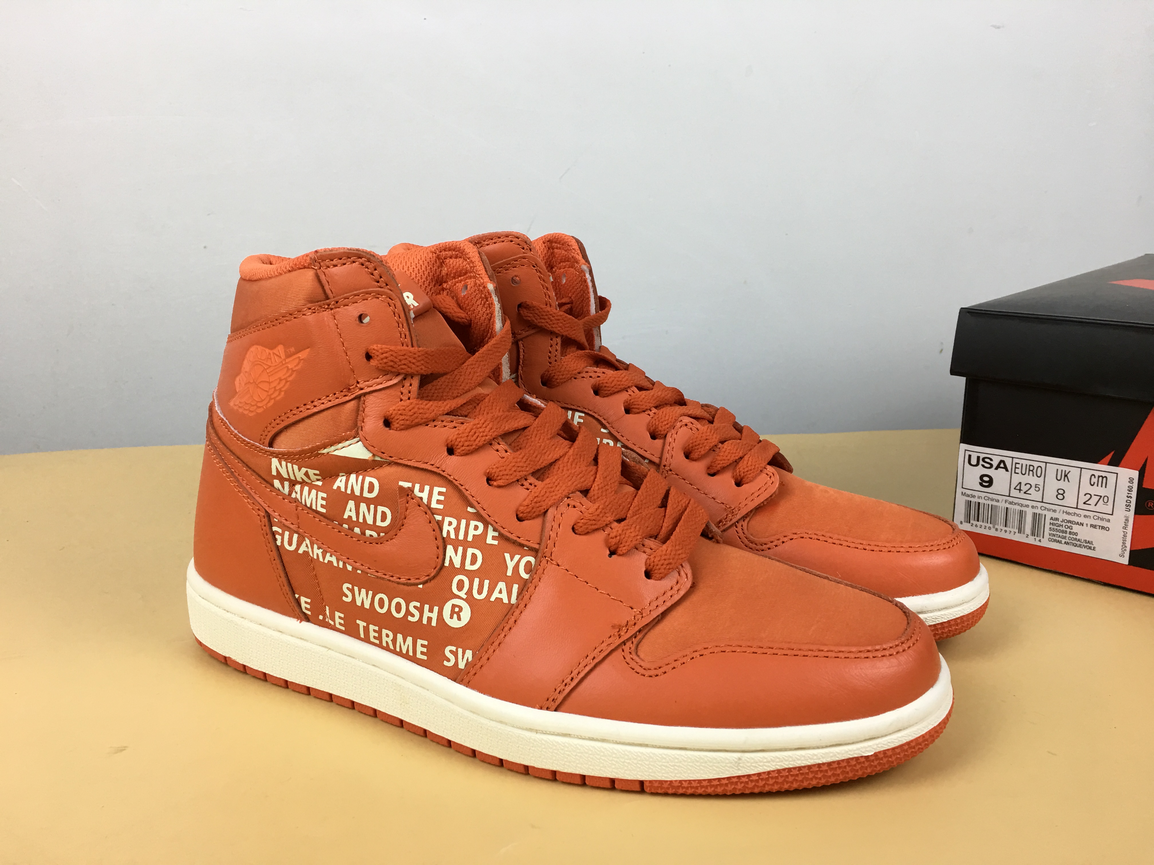 Off-whhite Air Jordan 1 Orange White Shoes